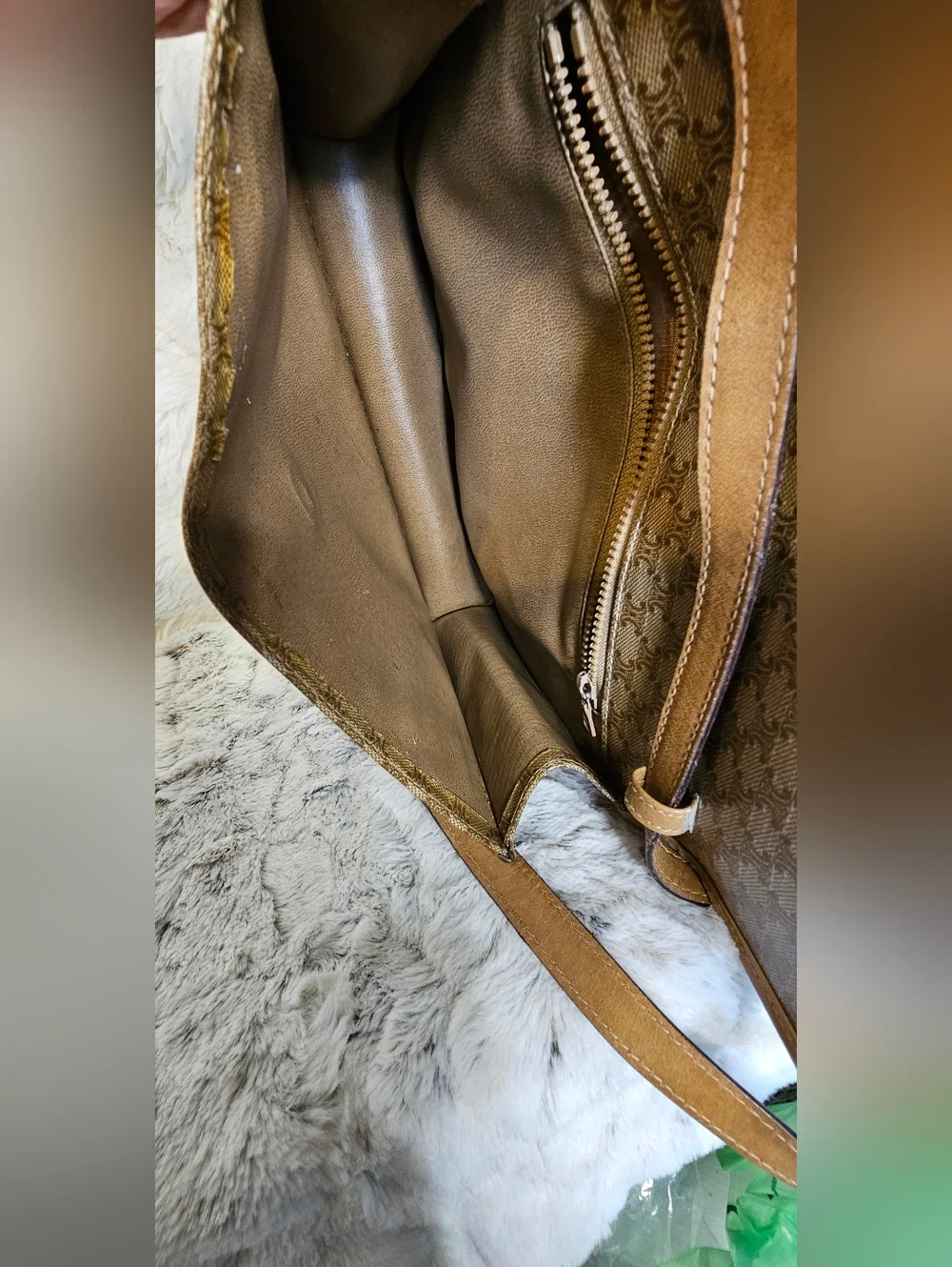Celine Vintage Tan Leather & Monogram Crossbody Bag - Picture 11 of 16